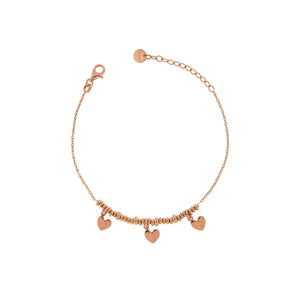 BR-003 CUO BRACCIALE ROSATO CON 3 CUORI