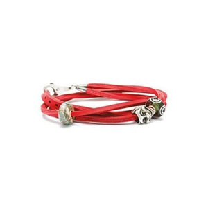 L5105-36 BRACCIALE CUOIO ROSSO/ARGENTO