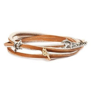 TLEBR-00030 BRACCIALE CUOIO MARRONE/BEIGE CM 45