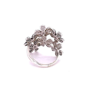 B171AN ANELLO FIORE ZIRGONI BIANCHI E NERI
