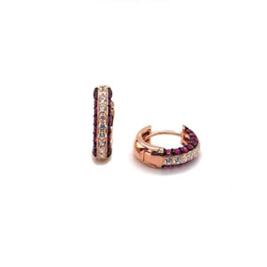B209OR orecchini oro rosato con zirconi bianchi e