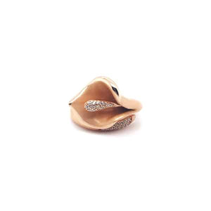 B324AN anello oro rosato con giglio e zirconi bian