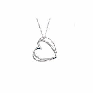 B459GC catenina in argento con cuori e zirconi bia