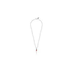 Collana Boule 45 cm con Charm Peperoncino Mini Portafortuna in Argento 925 e Smalto Rosso