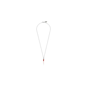 Collana Rolò Micro 45 cm con Charm Peperoncino Mini Portafortuna in Argento 925 e Smalto Rosso