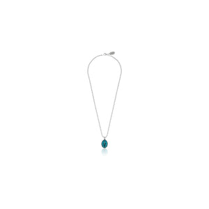 Collana Boule 45 cm con Charm Madonnina Miracolosa in Argento 925 e Smalto Turchese