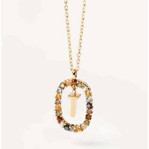 co01-279-u Letter T Gold Necklace