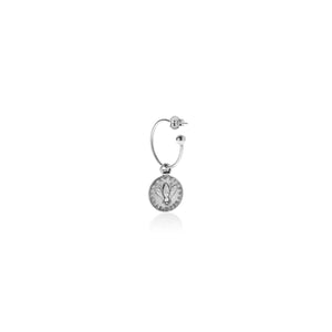 Mono Orecchino Cerchio Medio con Charm 2 Lire Ape Moneta in Argento 925