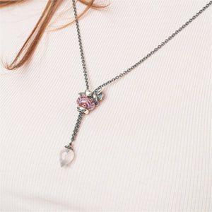 Collana d'argento con quarzo rosa