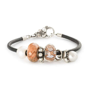 Bracciale in pelle e argento nero